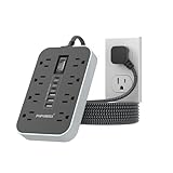 Power Strip Surge Protector- 5FT Flat Plug Extension Cord, 8 AC Outlet& 6 USB Ports(3 USB C), 1080 J...