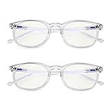 Eyekepper 2 Pack Blue Light Blocking Reading Glasses for Women Men Vintage Readers,Transparent
