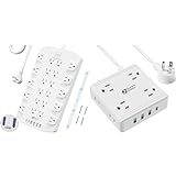 [45W 22 Outlet+6 USB]+[8 Outlet+3 USB] Heavy Duty Flat Plug Extension Cord, Wall Mount, Desk...