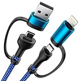 XUDUO USB C Multi Fast Charging Cable 6.6FT PD 60W Nylon Braided Cord 4-in-1 3A USB A/C to Type...