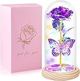 QUNPON Mothers Day Glass Rose Light Up Rose Gifts for Mom Women Birthday Gifts Colorful Rainbow...