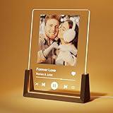 LUCKOR Unique Personalized Anniversary Gifts for Men Women, Customized LED Walnut Frame with Photos...
