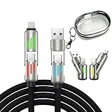 240w 4-in-1 USB C Cable, Multi Charger Cable with Breathing Light, 4 in 1 Universal 240w Fast...