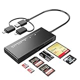 Memory Stick Pro Duo Adapter for iPhone/USB C/PC - 7 in 1 2X SD/ 2X TF/CF/MS/XD Picture Card Reader,...