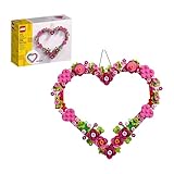 LEGO Heart Ornament Building Toy Kit, Heart Shaped Arrangement of Artificial Flowers, Great Gift for...