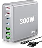 7 Port 300W USB C Fast Charger Block Charging Hub Brick USB Charging Station for MacBook Pro DELL HP...