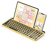 seenda Cute Wireless Bluetooth Keyboard, Dual Mode (Bluetooth + 2.4G) Round Key Typewriter Keyboard...