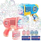 EagleStone 2 Pack Bubble Gun Machine for Kids, Automatic Light Up Bubble Blower with 4 Bottles 10...
