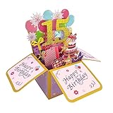 Asmallgf Sweet 15th Birthday Popup Greeting Card, Naughty Fifteen Bday Gift for Teen Girls Boys,...