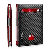 RUNBOX Red Wallet for Men Slim 11 Credit Card Holder Slots Leather Money Clip RFID Blocking Small...
