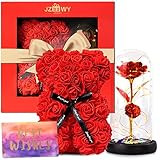 JZEEIWY Flower Rose Bear for Mom,Perfect Birthday Romantic Gift for Wife Daughter Girlfriend Friend...