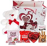 Valentines Day Gift Basket Set | Teddy Bear Plush (COLOR VARYS), Creme Savers Hard Candy,...