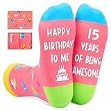 Zmart 15th Birthday Gifts Ideas Socks for Girls - 15th Birthday Gifts for Teen Girls Boys, Happy...