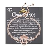 FEELMEM Quinceanera Gift 15 Quince Anos Gift 15 Princess Crown Charm Bracelet Happy 15th Birthday...