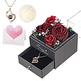 Birthday Rose Box Gifts for Women Mom Mothers Day Preserved Floral and Artificial Floral Gifts for...
