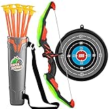 TEMI Kids Bow and Arrow Set - LED Light Up Archery Toy Set with 10 Suction Cup Arrows, Target &...