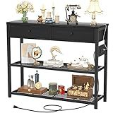 Ecopriso Entryway Table with Outlets and USB Ports, Console Table with 2 Drawers, Sofa Table Narrow...