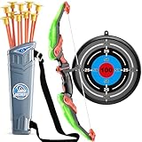TEMI Kids Bow and Arrow Set - LED Light Up Archery Toy Set with 10 Suction Cup Arrows, Target &...