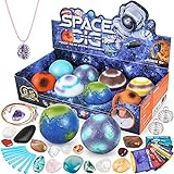 Junall Gemstone Dig Kit, Easter Egg Space Toys for Kids, Dig up 8 Eggs Find 16 Gems & Explore Solar...